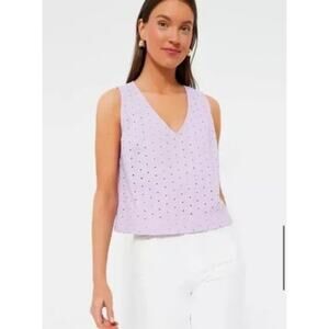 New Tuckernuck Lavender Eyelet Valerie Top Blouse V-Neck Size Medium 1905-N